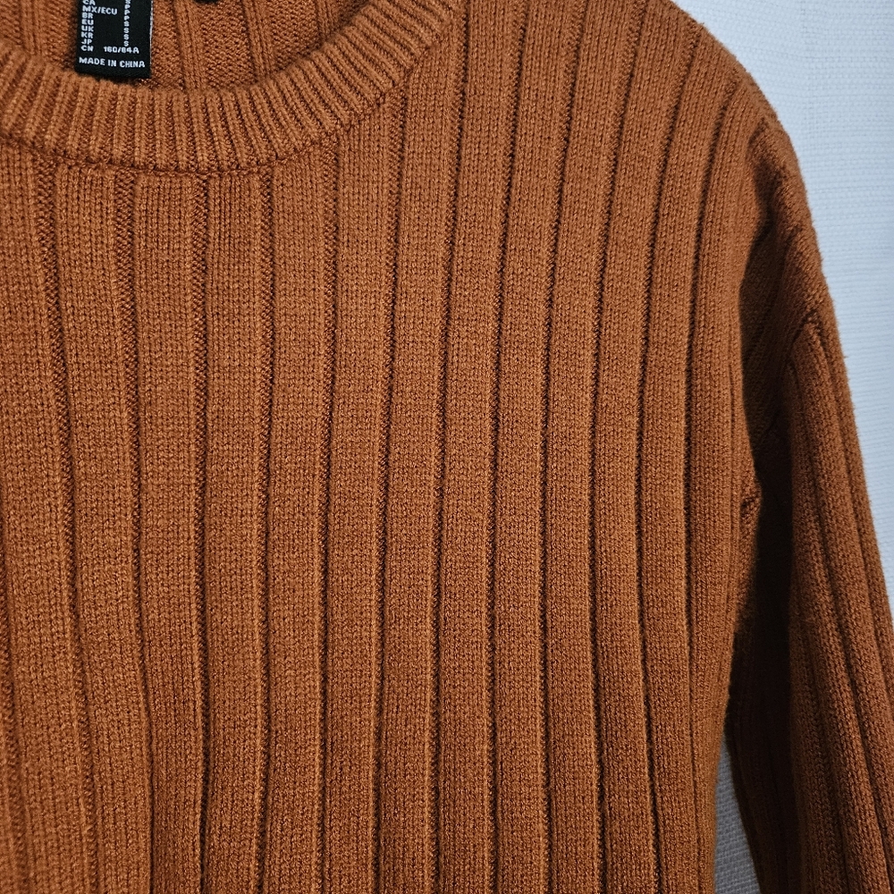 Orange Ribbed‎ Knit Sweater Size Xsmall - Picture 2 of 6